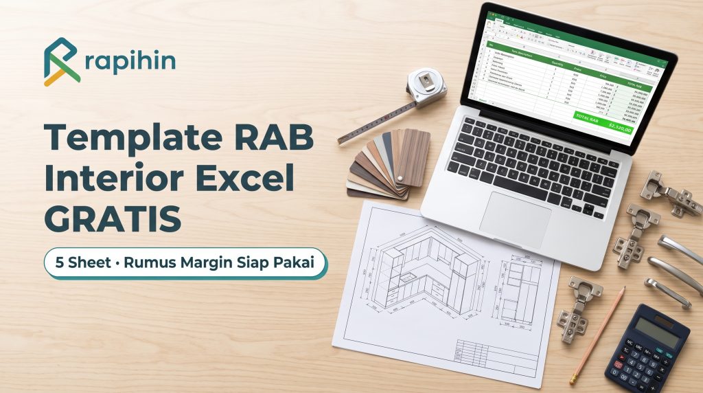 Template RAB interior Excel gratis untuk kontraktor kitchen set dan furniture custom