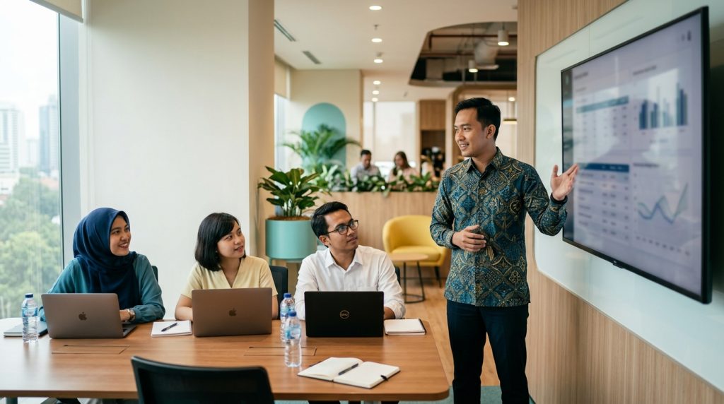 Trainer Rapihin.id memberikan jasa training Accurate di kantor klien